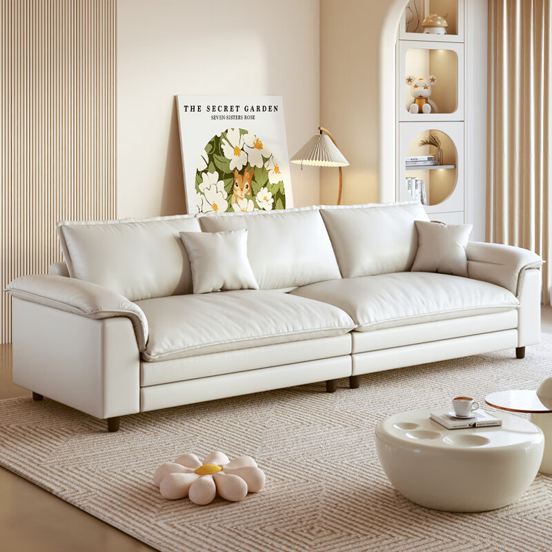 科技布艺沙发简约现代出租房公寓简 米白色 76cm 科技布 海绵180x78x