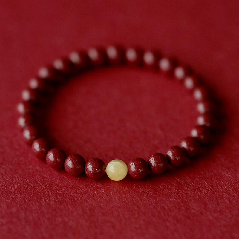 砂红砂手串简约蜜蜡绿松石转运手链本命年 6mm紫金砂蜜蜡款手围14cm
