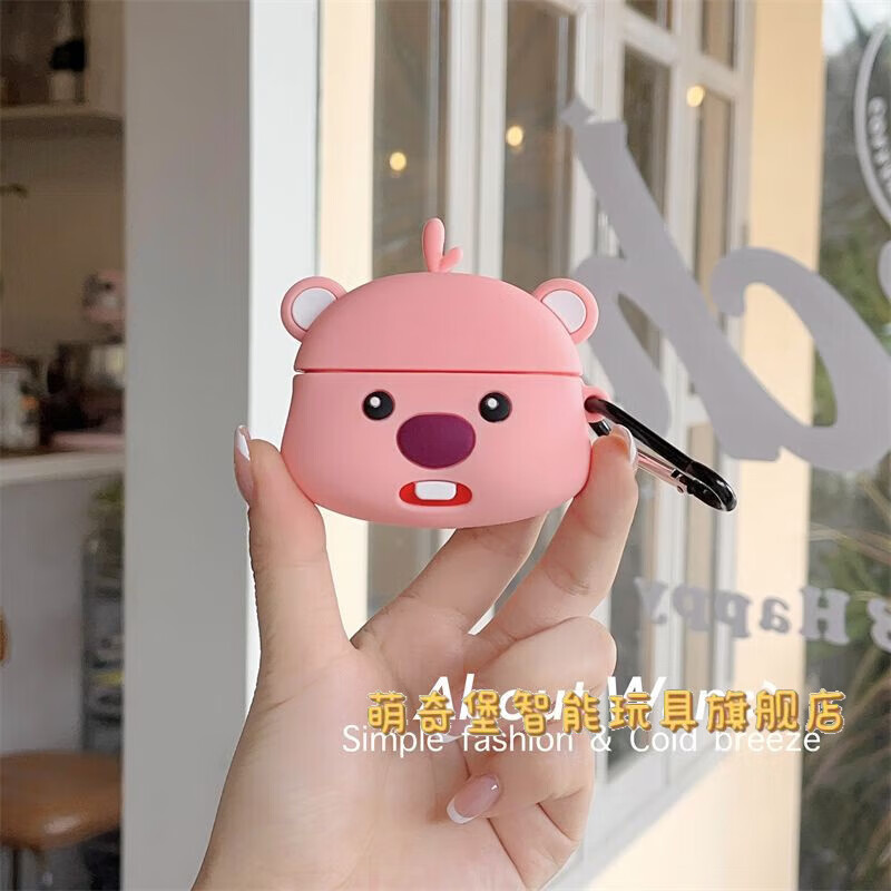 ins粉色卡通可爱立体露比适用无线蓝牙耳机套新款 立体粉露比头像 黑