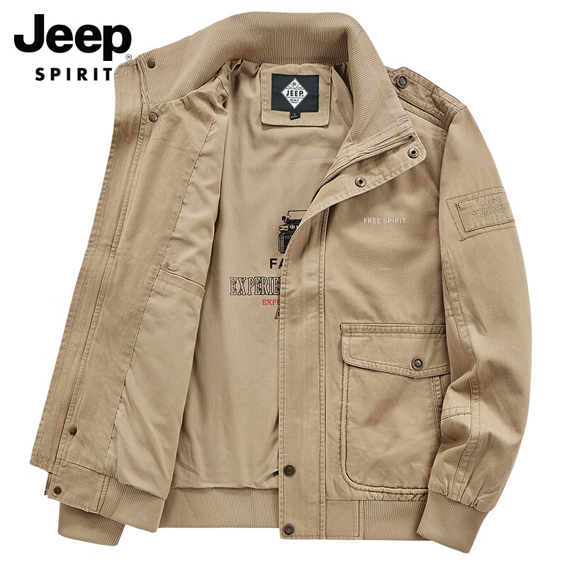 jeep spirit 1941 estdjeep男士纯棉夹克立领春秋新款外套休闲宽松