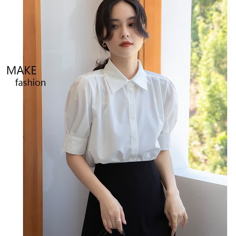 芙曼事业编面试服装白色衬衫女短袖夏季答辩教师穿搭服装职业装教资面