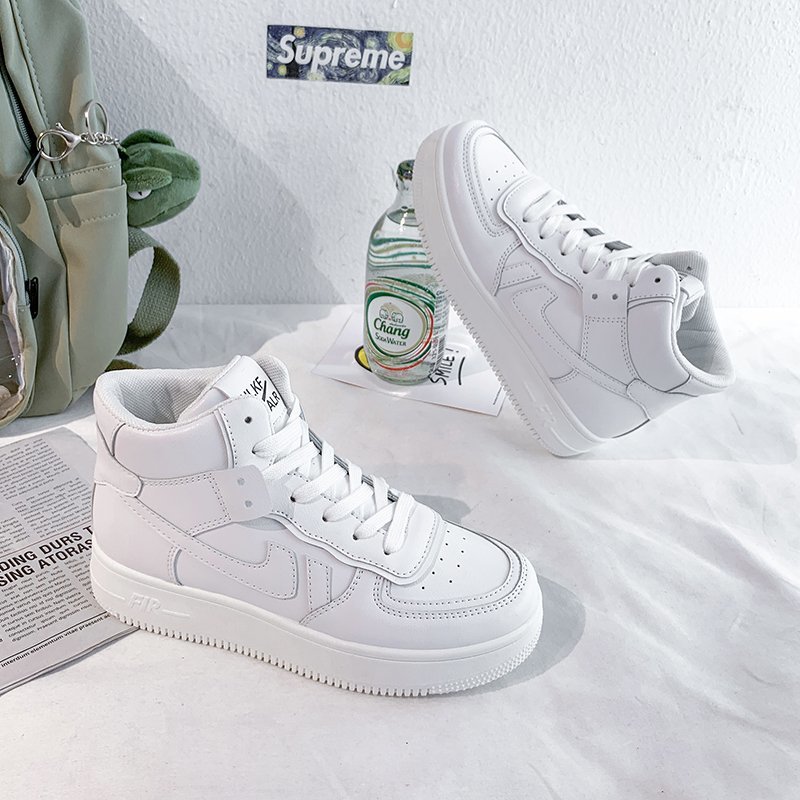 【潮牌联名款】aj女鞋秋款麦崐小白鞋2021年新款百搭高帮马卡龙af1