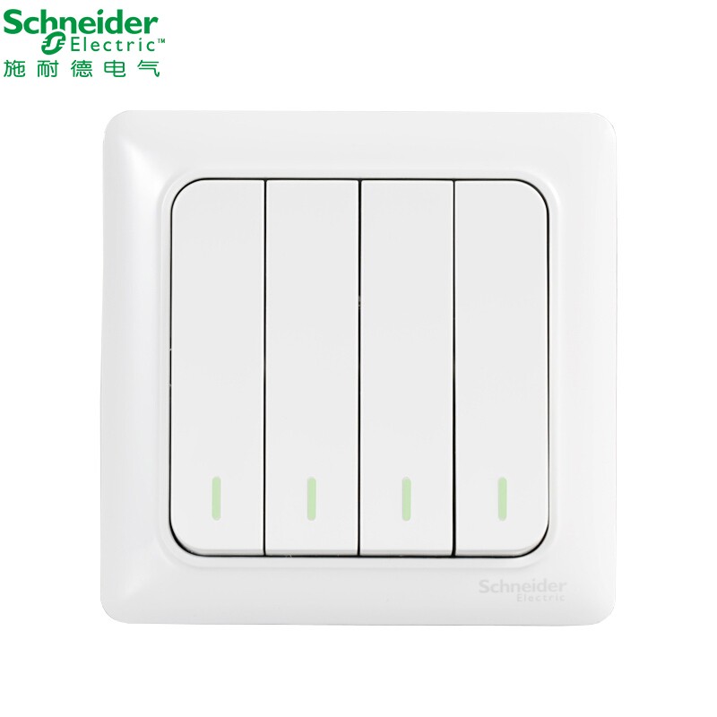 施耐德开关插座面板四开开关暗装86型墙壁家用四联开关面板 四开单控