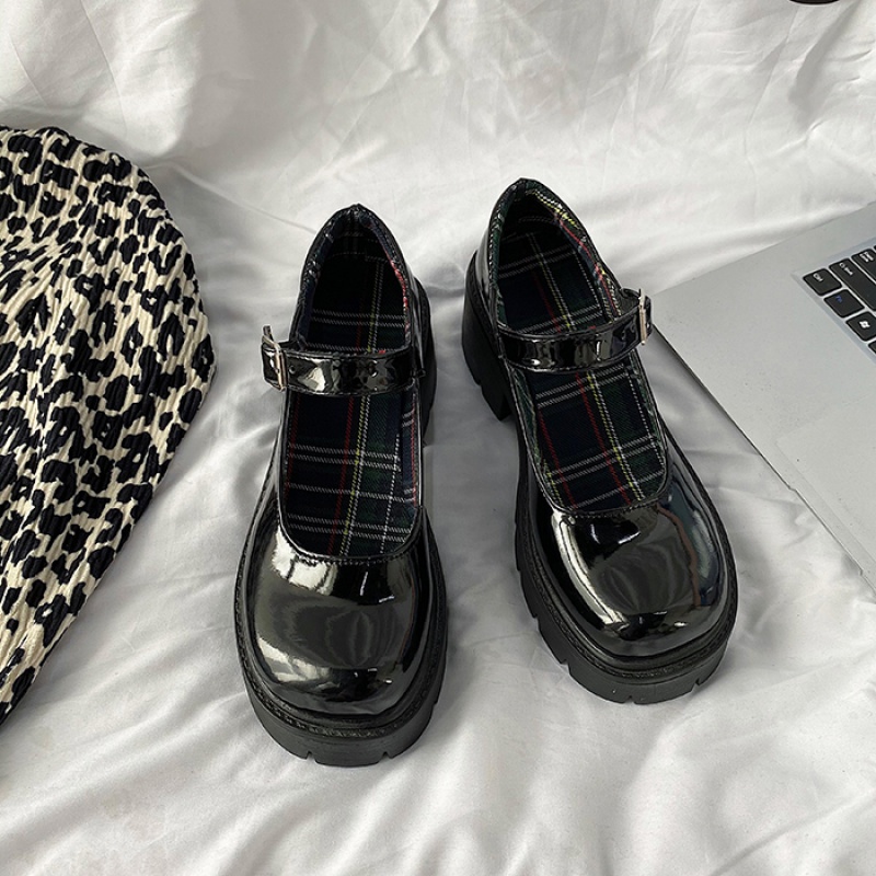 玛丽珍鞋女软妹复古松糕厚底jk鞋洛丽塔lo制服鞋2022秋季学生单 黑色