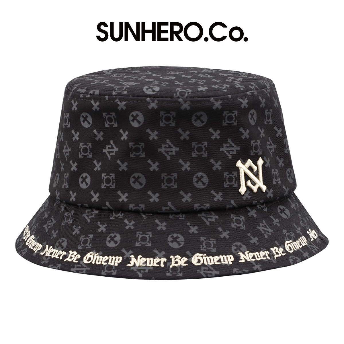 sunhero个性潮牌原创渔夫帽印花款字母边绣帽檐刺绣渔夫帽盆帽明星款街头 字母边绣渔夫帽 XL （59-61cm）[仅适大头男]