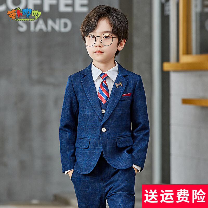花童礼服冬季加绒礼服小主持人服装钢琴演出服表演服小孩西装正装套装