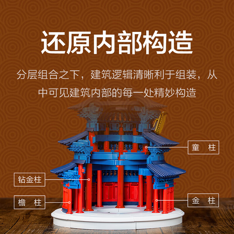 千年榫榫卯积木天坛祈年殿纪念版彩色拼装男孩玩具古建筑模型生日礼物