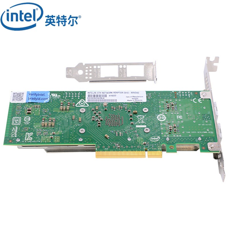 英特尔（Intel） E810XXV-DA2万兆网卡双口25G光纤网卡E810XXVDA2BLK适配器支持RDMA，DP