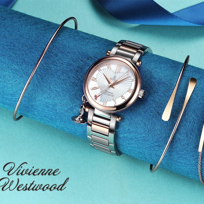 Vivienne Westwood西太后手表女士爱心欧美石英表送女生日送女友圣诞礼物新年跨年 玫瑰金爱心钢带 VV006RSSL 32mm