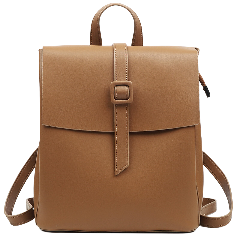 艾吉貝七夕真皮雙肩包包小眾設計師潮女士時尚夏小背包英倫風雙肩包 棕色