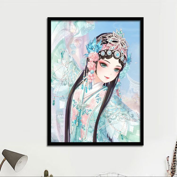 山头林村国粹钻石画 梨园清梦国粹钻石画5d满钻卡通动漫京剧戏曲青衣