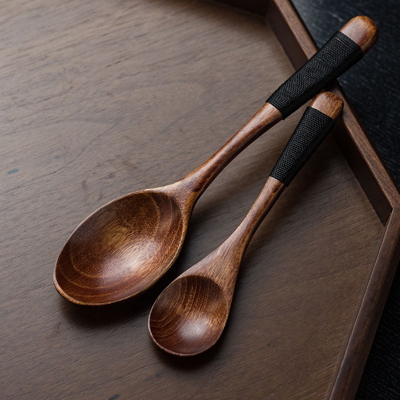 漫思鹤日式楠木饭勺木质饭勺 儿童木勺实木调羹咖啡勺子 吃饭汤勺粥勺