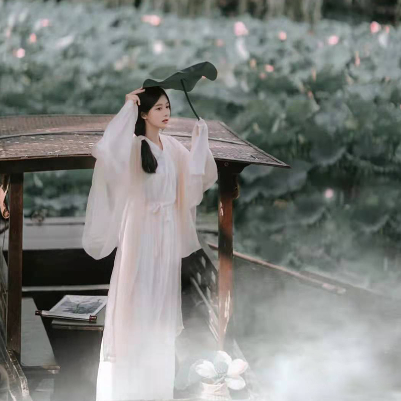 原创汉服女魏晋古装中国古风超仙气飘逸交领齐腰襦裙全套 图片色 xs