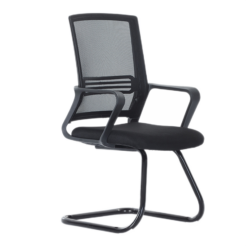 龙案 弓形办公椅办公椅会议椅子时尚休闲透气网布简约职员椅电脑椅舒适家用椅子 弓型椅 钢制脚  固定扶手