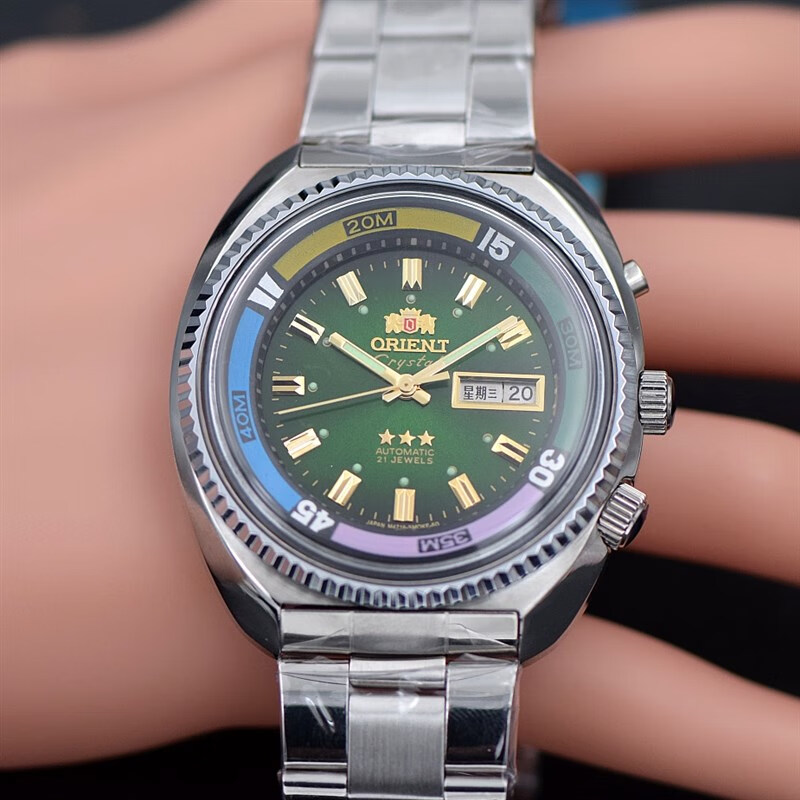 珠佩丽日本双狮全自动机械表男士海霸进口46943机芯大表盘夜光防水