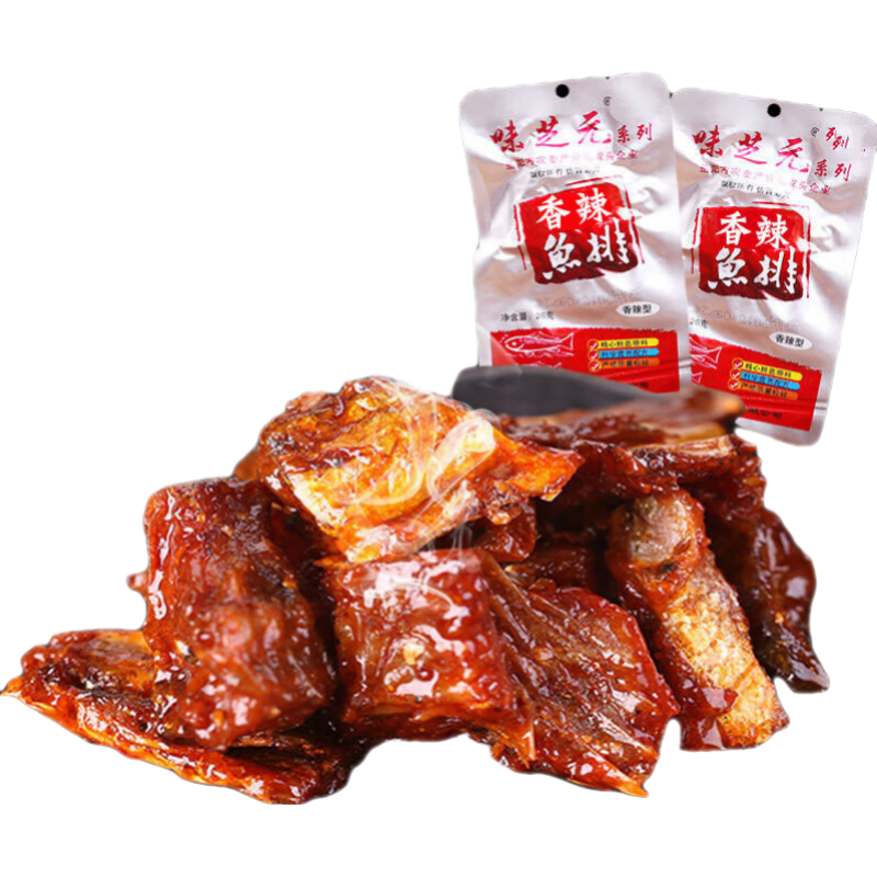 味芝元鱼排鱼尾26g*40包洞庭鱼排湖南特产湖香辣味鱼尾块零 28g香辣味鱼排30包【日期新】