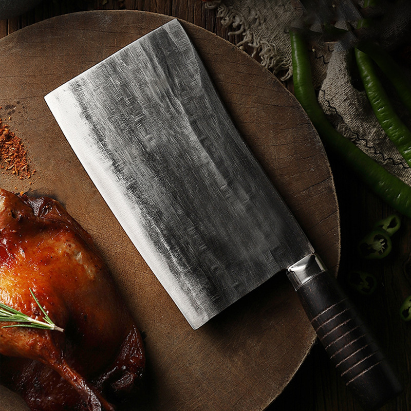 李麻子 烧腊刀熟食斩剁鸡鸭锻打手工九江弯菜刀厨师专用斩切两用商用 九江弯刀2号（大）