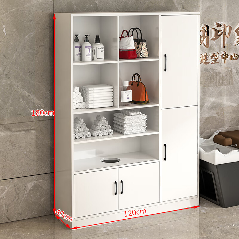 木质理发店毛巾柜美容院瑜伽馆储物柜健身房理发店产品柜发廊展柜 挂