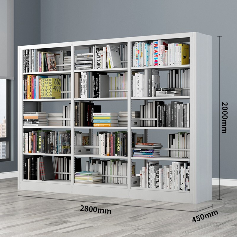 唐辑 钢制书架学校图书馆书店落地阅览室书架 灰白色 双面五层一列三*