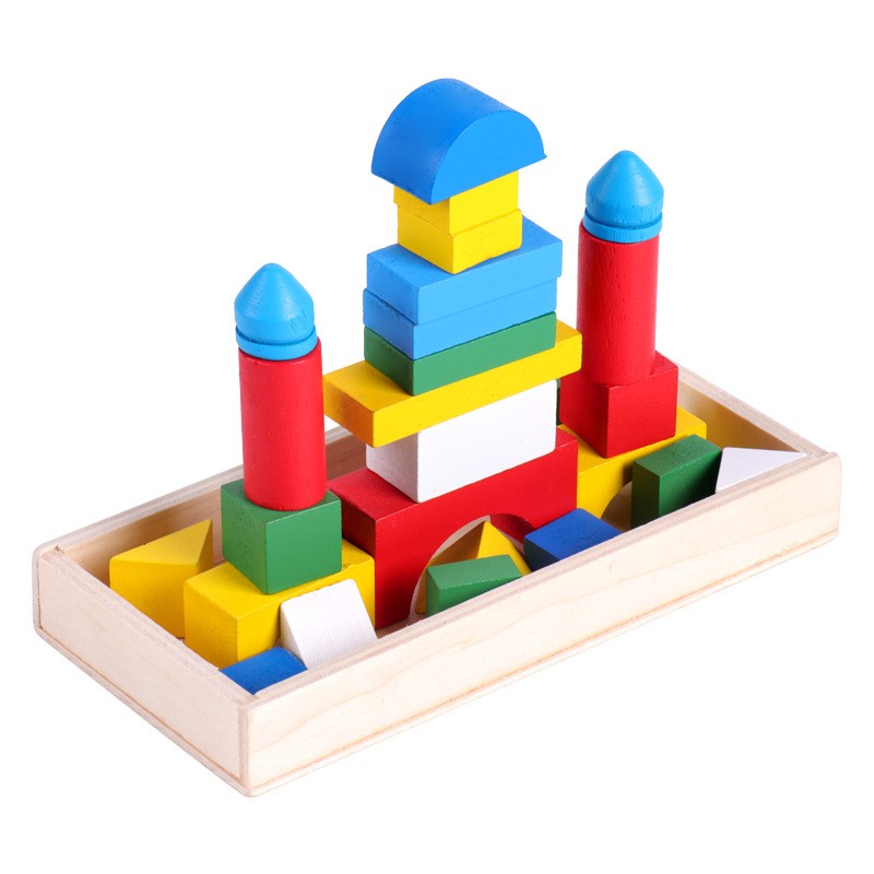 衍简木质俄罗斯方块拼图儿童智力玩具积木拼装3-6岁宝宝启蒙游戏 小城堡