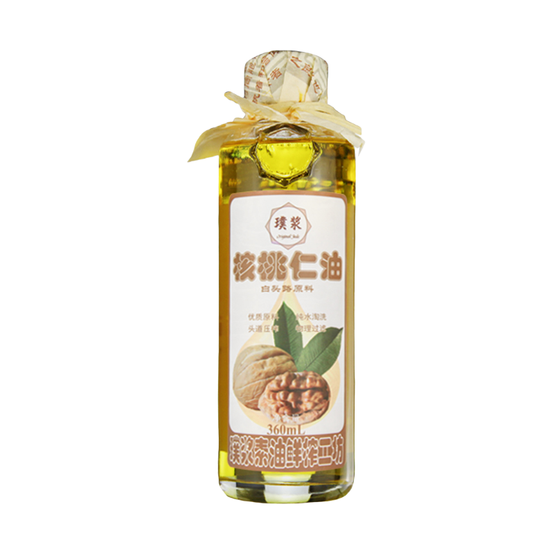 璞浆白头路纯核桃油360mL纯物理低温压榨植物食用油玻璃瓶热炒直接添 360mL装