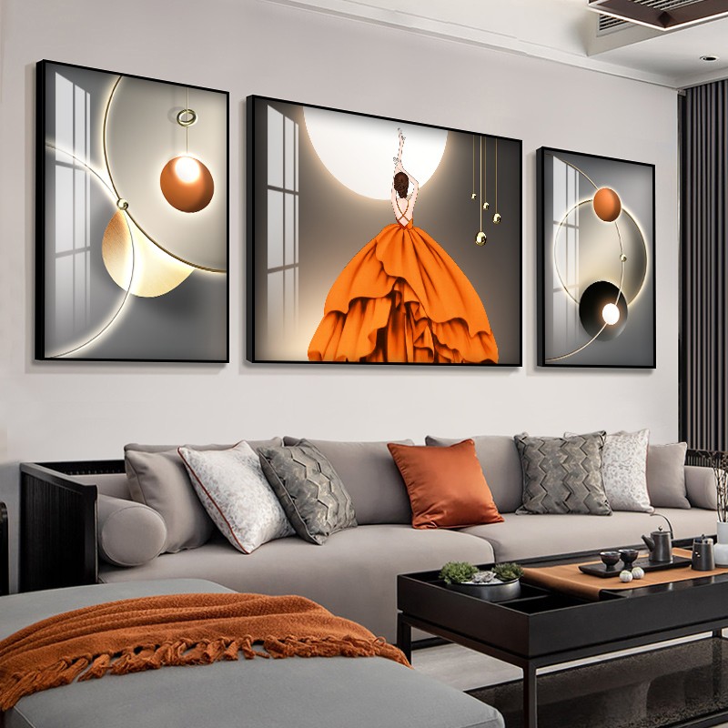 翠佳 现代简约客厅装饰画沙发背景墙画轻奢后现代人物挂画网红直播间