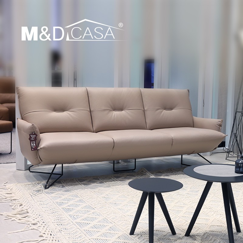 m&d casa真皮沙发现代简约小户型三人位md意式轻奢风客厅家具za49
