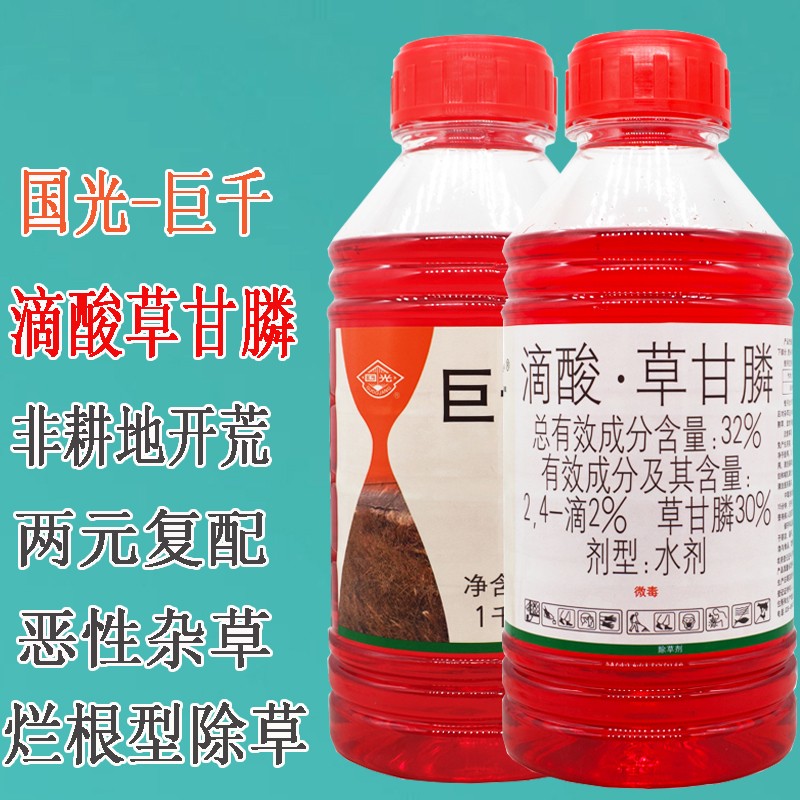 国光巨千滴酸草甘膦农药24滴草甘磷除草烂根剂抗性恶性杂草灭生除草剂