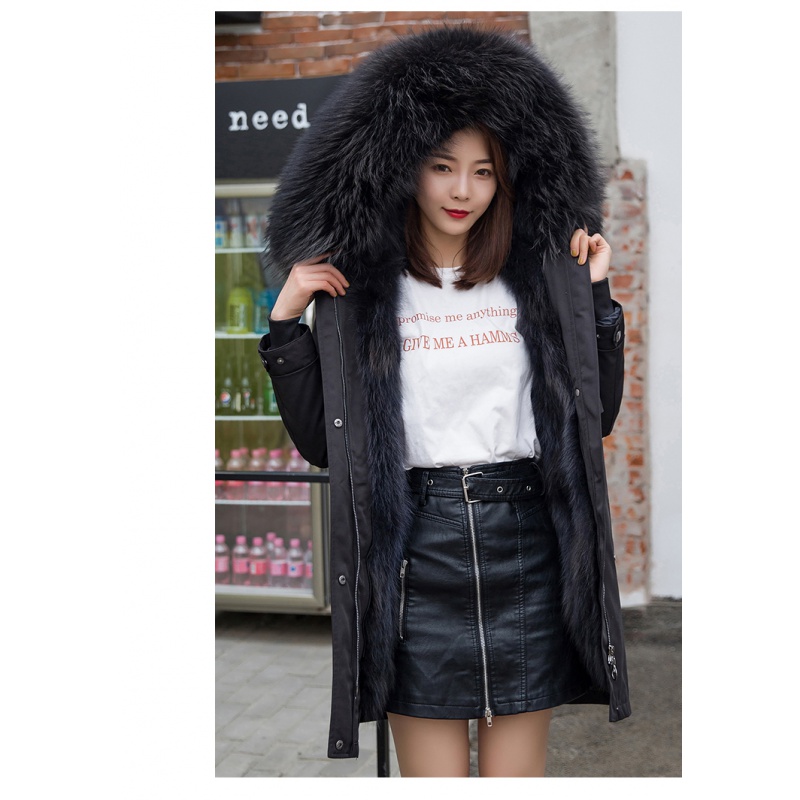 服女2021新款中长款狐狸毛内胆皮草女可拆卸内胆貉子毛女士女式时尚