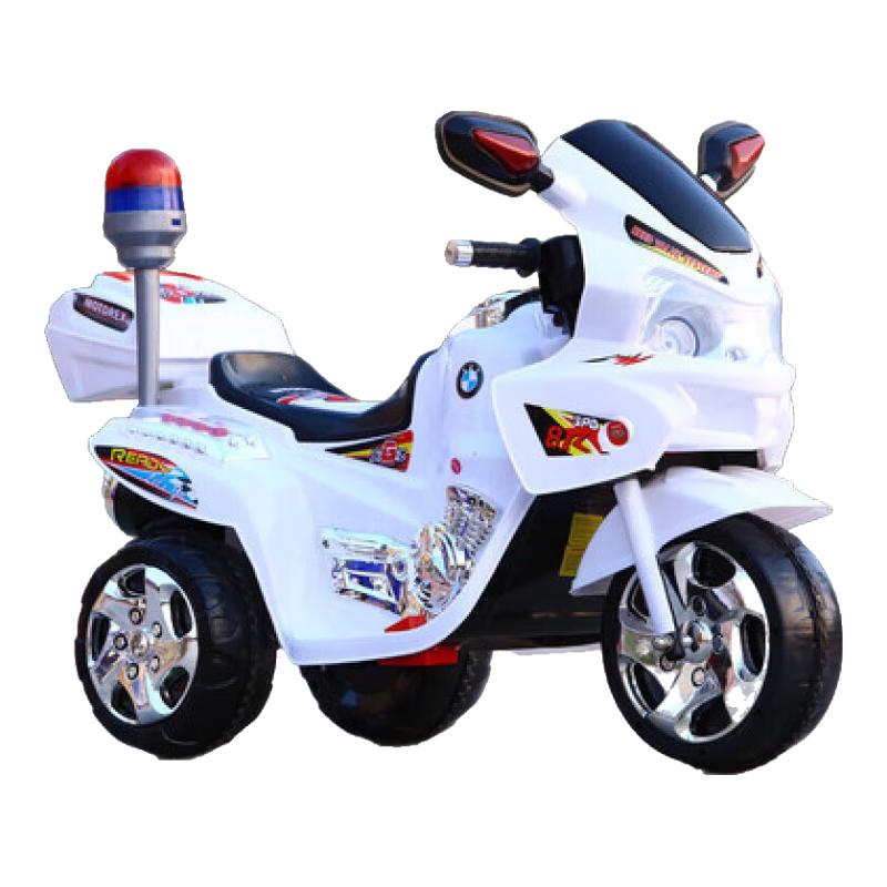 小嘎子兒童電動(dòng)摩托車(chē)三輪車(chē)男女寶寶可坐人小孩警車(chē)大號電瓶車(chē)童車(chē)玩具 雙驅白色大電瓶皮軟座位早教音樂(lè )
