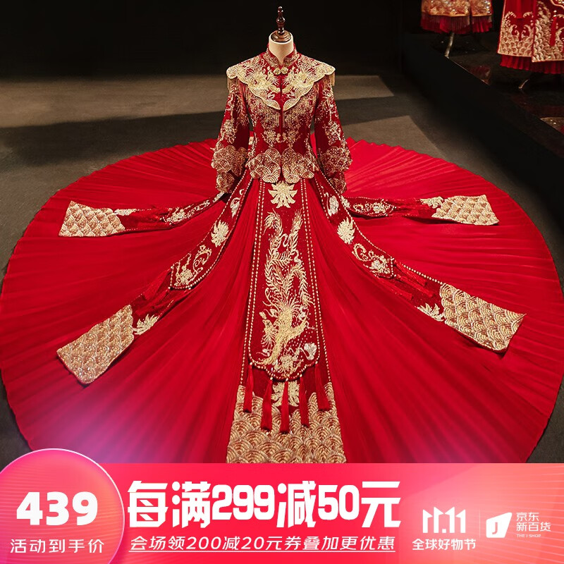 枝己（ZEIMSSMM）秀禾服新娘2023年新款高档结婚礼服中式嫁衣敬酒服龙凤褂披肩礼服 22款311披肩加钻款 M高性价比高么？