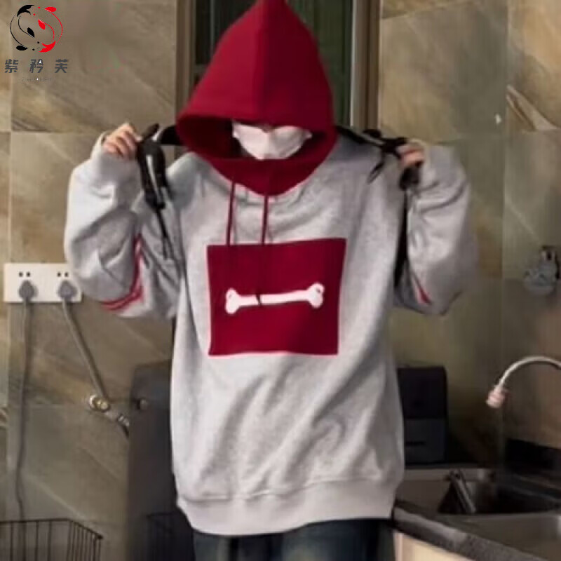 紫矜芙【银狐绒】阿衰衣服同款卫衣男女2024新款套头连帽外套情侣装潮