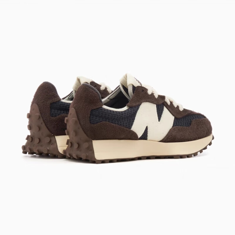 新百伦男女款 327系列复古休闲运动跑步鞋 深棕｜米白 45
