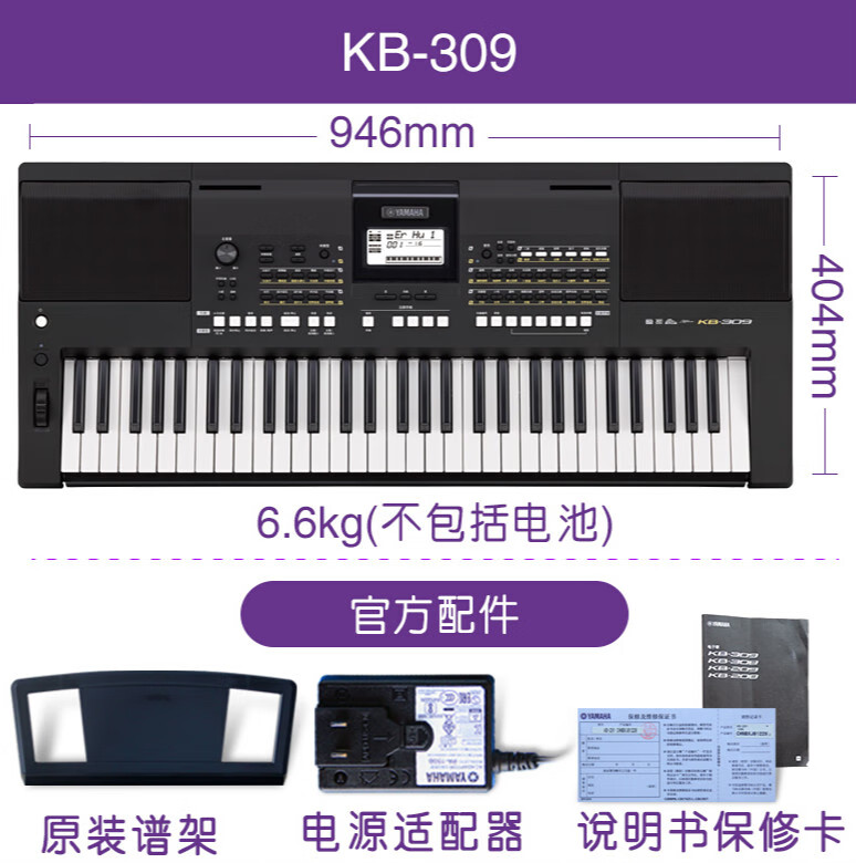 YAMAHA雅马哈电子琴初学者KB309\/kb291 入门61键专业成年人儿童考级家用 KB309 官方标配