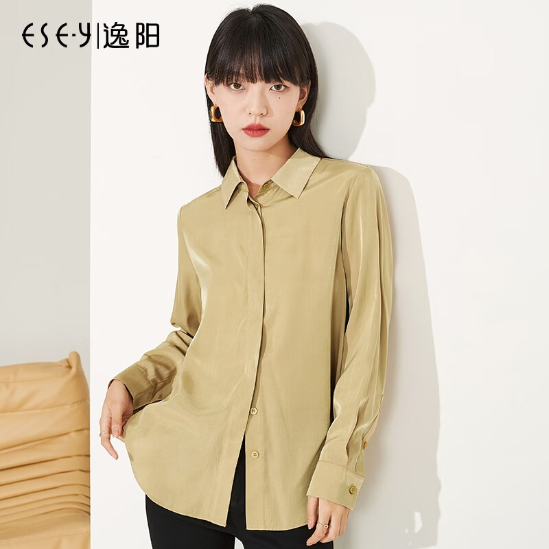 逸阳白色长袖衬衫女2022秋季新款宽松显瘦直筒外套衬衣雪纺上衣8627