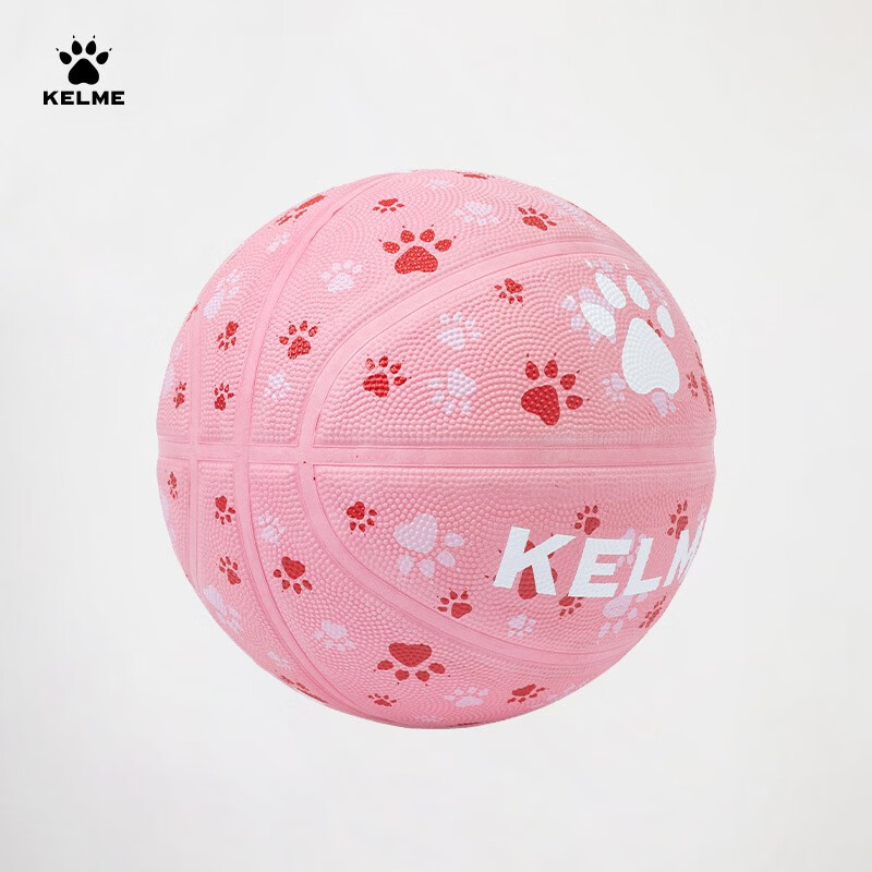 卡尔美(KELME)橡胶篮球标准5号青少年防滑吸湿室内外水泥地专用耐磨耐打篮球 5号 粉色