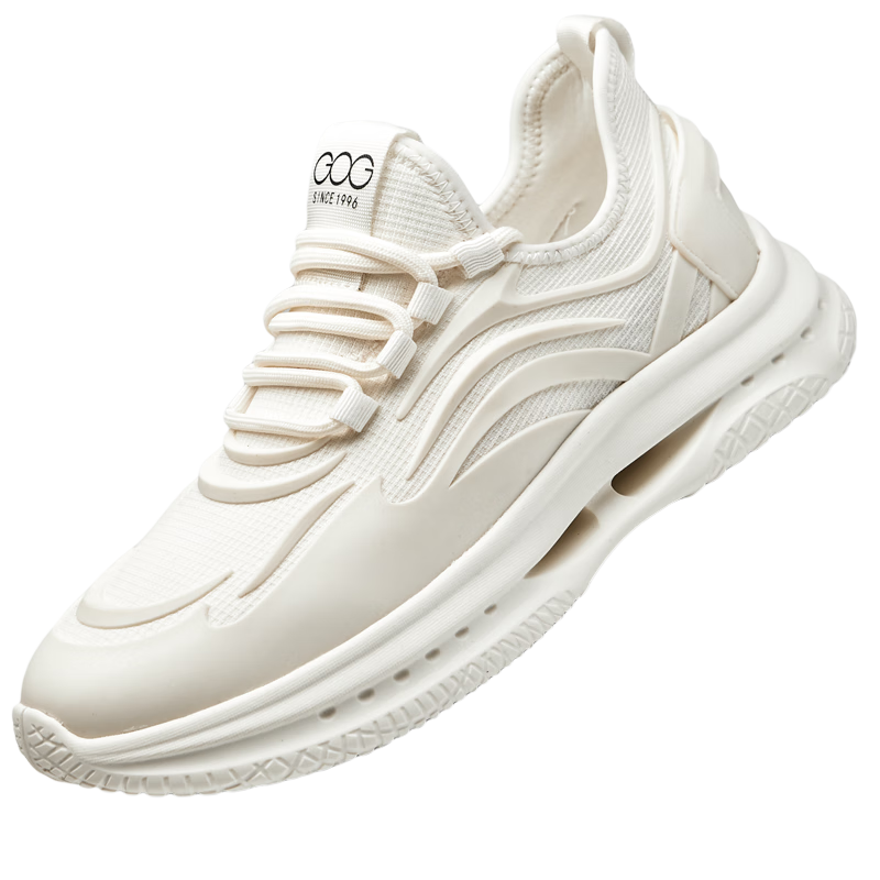 高哥運動增高鞋輕質減震男鞋春秋款時尚休閑鞋隱形內增高跑步鞋 白色6.5CM 0833748-2XH 39