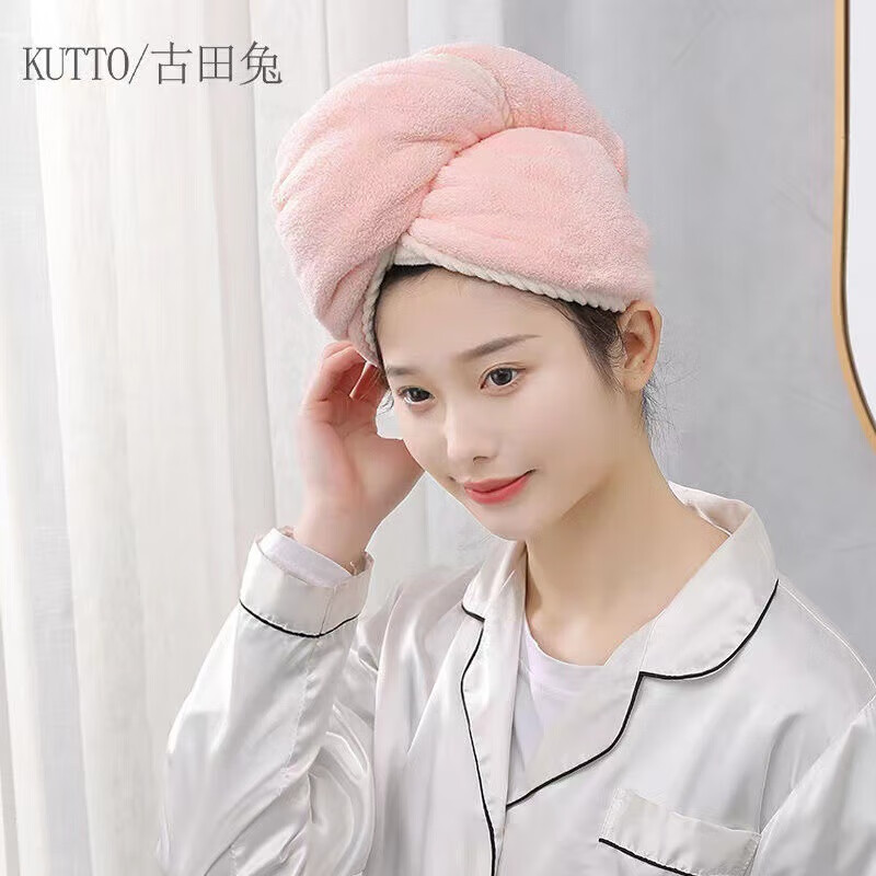 冬季双层干发帽女超厚超强吸水速干学生宿舍擦头包头巾浴帽X 颜色随机2条装 30*60cm