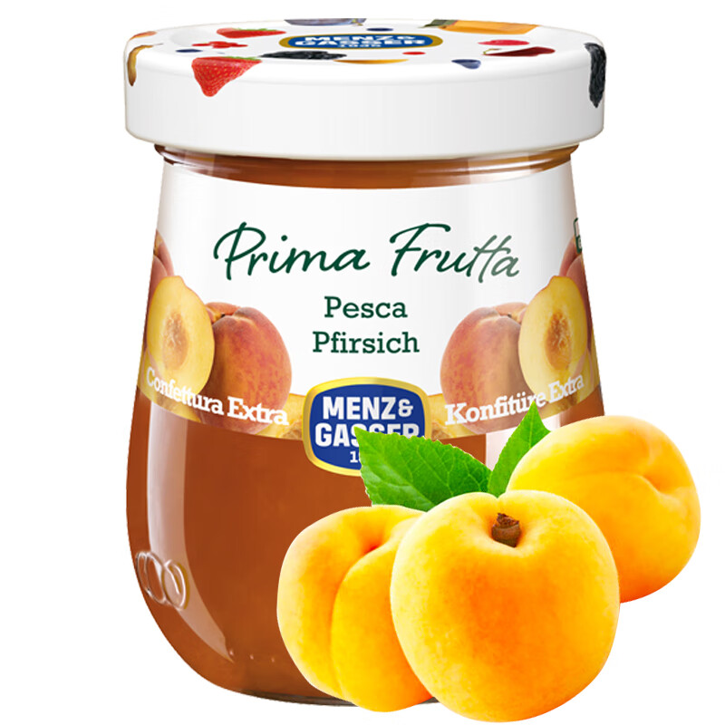 曼莎(menz&gasser)意大利进口0脂肪黄桃果酱340g(果肉含量50% )黄桃