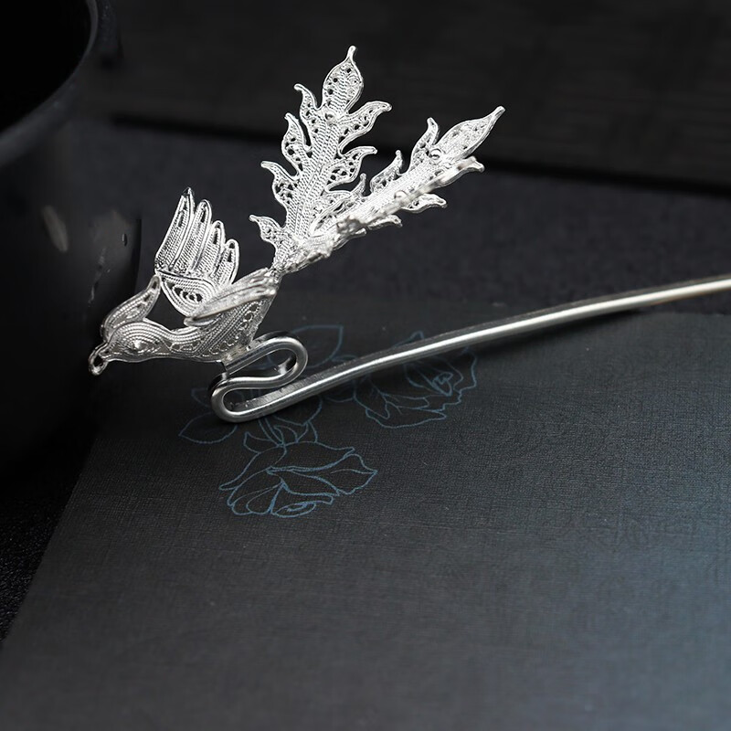 【提伯斯】 99银凤凰单钗双钗发簪古风宫廷簪子步摇汉服发钗国风旗袍
