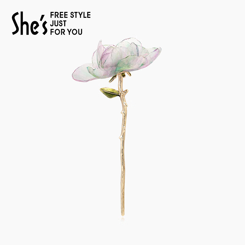 shes发饰 爱的模样 手工叠花郁金香盘发发簪 丸子头发钗 生日礼物