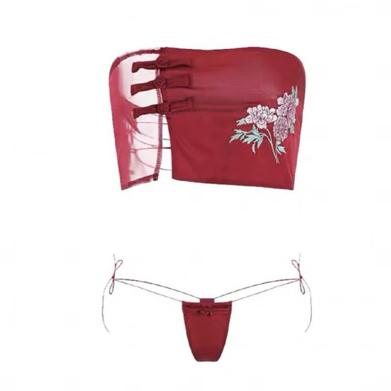 她如梦情趣内衣纯欲风半身中国风刺绣肚兜激情睡衣性感缎面刺绣15