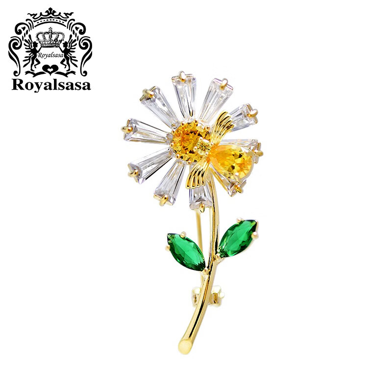 皇家莎莎花朵胸针 女雏菊仿水晶气质胸花日韩国简约配饰领扣别针