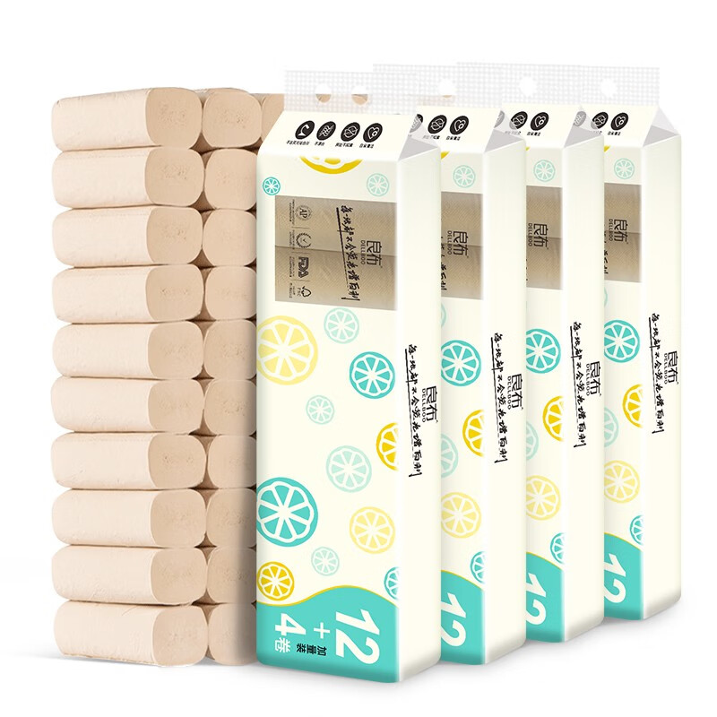 良布（DELLBOO）16卷本色竹浆无芯卷纸4层加厚整提卫生卷纸 母婴适用 16卷装