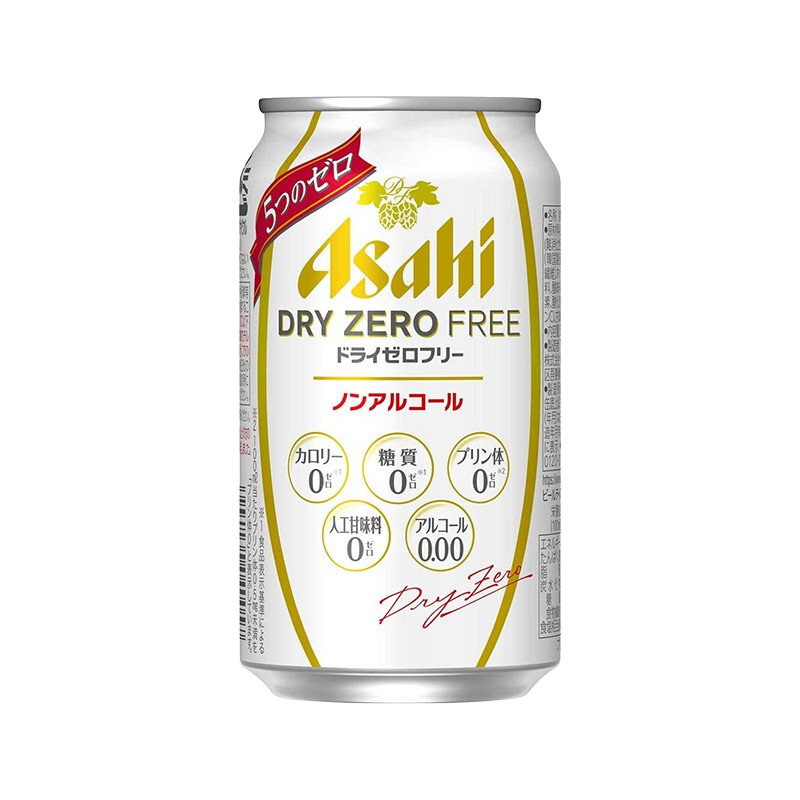 朝日【日本直郵】asahi朝日Dry Zero無酒精啤酒 零卡無糖啤酒飲料夏日 0卡無酒精啤酒 350mL 24瓶 【Dry Zero Free】