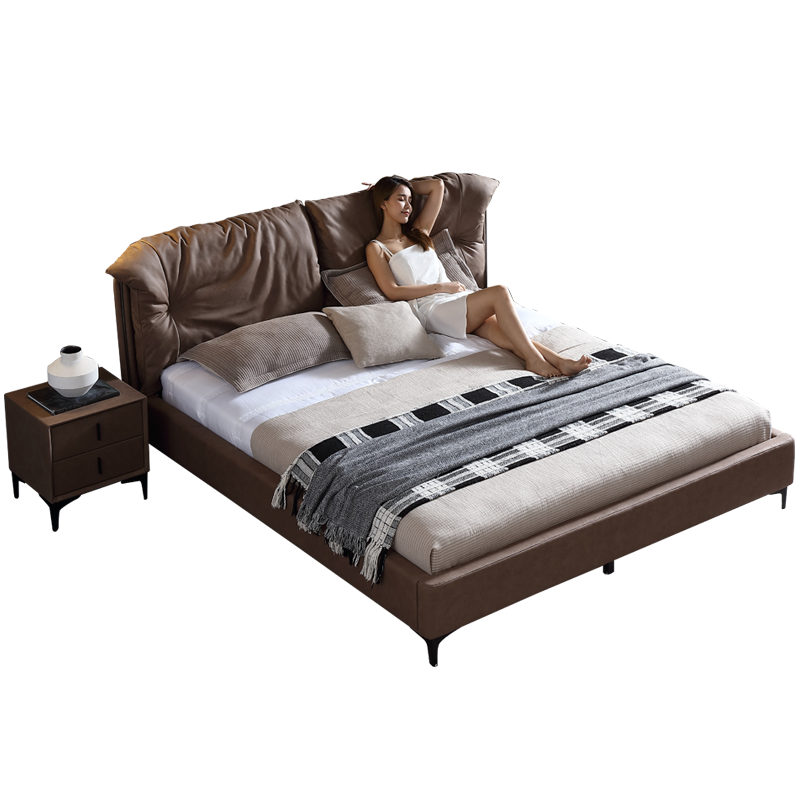 慕斯华庭科技布床主卧实木免洗北欧轻奢现代简约布艺双人床1.8米 羽绒科技布单床 1500mm*2000mm