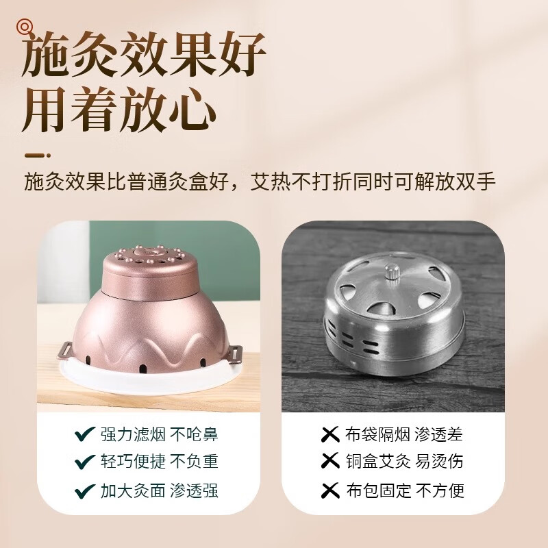 艾灸盒随身灸熏蒸仪宫寒腹部艾灸盒胸腹背部无烟罐子温炙器具E2 大号艾美灸12粒艾柱+滤烟罩+聚