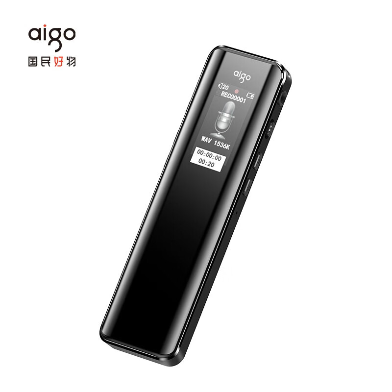 爱国者aigo 32G录音笔新版R6911专业录音器 微型一键录音设备 录音笔语音转文字会议记录神器 学习培训 炫黑