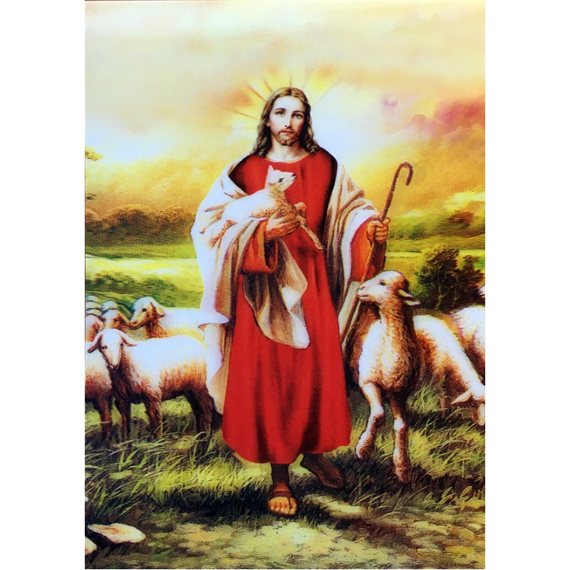 爆款廉价高清三d光栅板立体耶稣牧羊天主教圣像画基督教工艺画 图片色