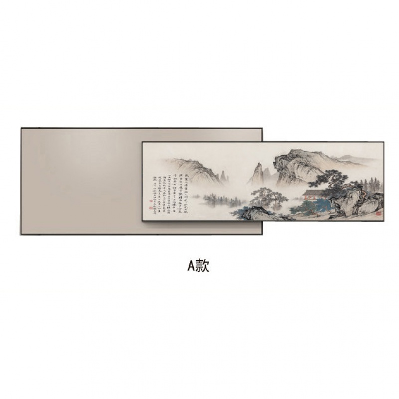墙装饰画新中式字画客厅挂画中国风国画  42 背有靠山-双图黄底-a款